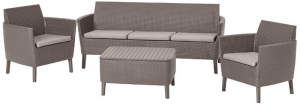 Комплект мебели SALEMO SET 3 (Салемо сет) цвет капучино из пластика под фактуру искусственного ротанга