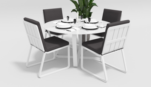 Стол обеденный GARDENINI PRIMAVERA (Примавера) размером D120 цвет белый из алюминия
