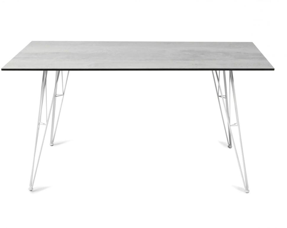 Стол обеденный РУССО размером 150х80 столешница HPL цвет светло-серый подстолье сталь
