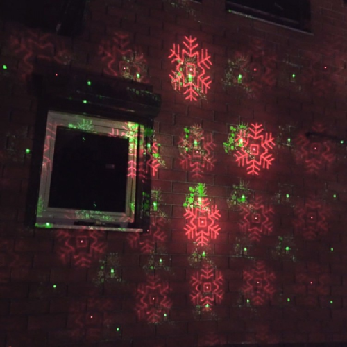 Уличный лазерный проектор X-34P-2-D Зеленый + Красный (Анимация 16 узоров Новый год)