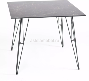 Стол обеденный серии РУССО цвета чёрный мрамор HPL 90х90